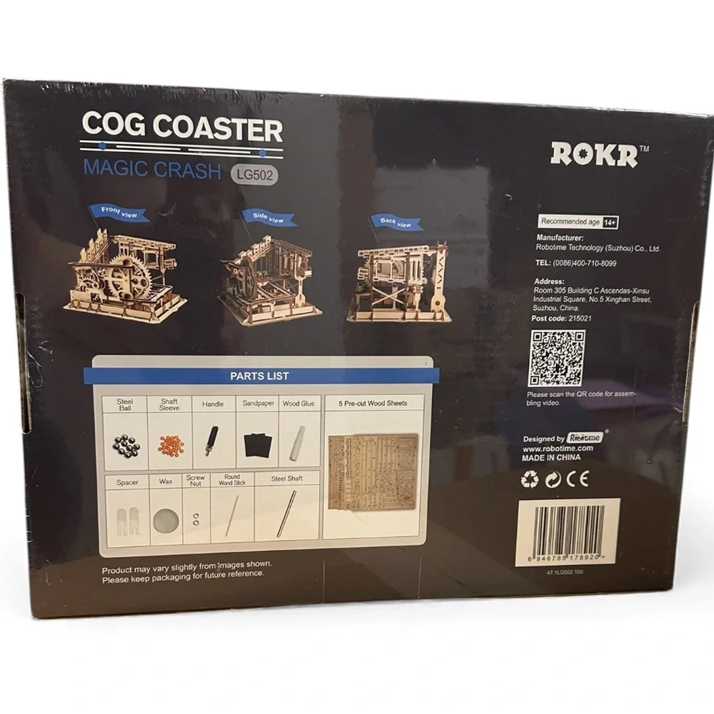ROKR Cog Coaster Magic Crash LG502 3D Wooden Puzzle Marble Run Kit